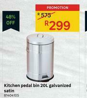 Kitchen Pedal Bin 20L Galvanized Satin