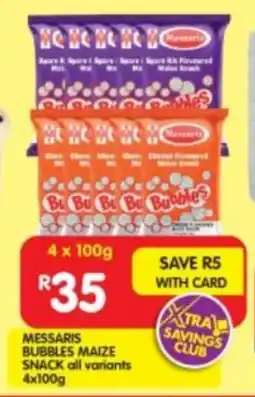 Shoprite Messaris bubbles maize snack all variants offer