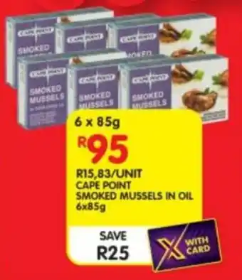 Shoprite Cape point smoked mussels in oil offer