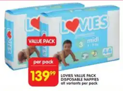 Shoprite Lovies value pack disposable nappies all variants offer