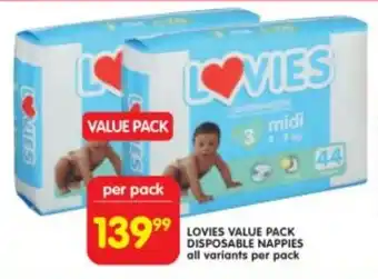 Shoprite Lovies value pack disposable nappies all variants offer