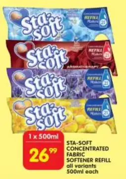 Shoprite Sta-soft concentrated fabric softener refill all variants offer