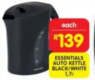 Shoprite Essentials auto kettle black/white offer