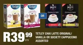 Take 'n Pay Tetley chai latte original/ vanilla or society cappuccino assorted offer