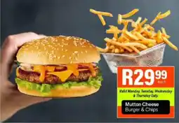 Take 'n Pay Mutton Cheese Burger & Chips offer