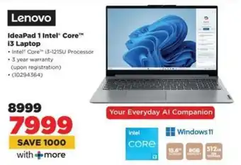 HiFi Corp Lenovo IdeaPad 1 Intel Core i3 Laptop offer