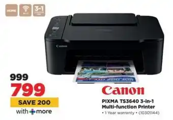 HiFi Corp Canon PIXMA TS3640 3-in-1 Multi-function Printer offer