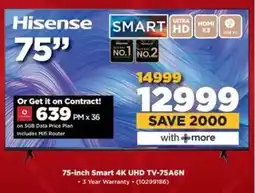 HiFi Corp Hisense 75-inch Smart 4K UHD TV-75A6N offer