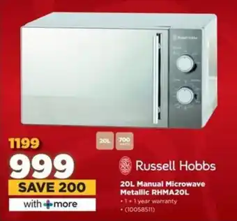 HiFi Corp Russell Hobbs Manual Microwave Metallic RHMA20L offer