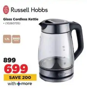 HiFi Corp Russell Hobbs Glass Cordless Kettle offer