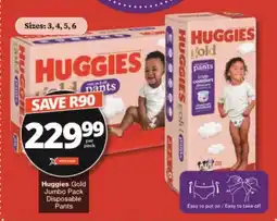 Checkers Huggies Gold Jumbo Pack Disposable Pants offer