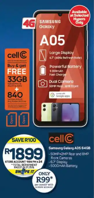 Pick n Pay Samsung Galaxy A05 64GB offer