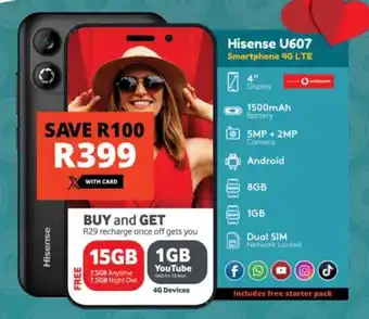 Checkers Hisense U607 Smartphone 4G LTE offer