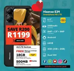 Checkers Hisense E34 Smartphone 4G LTE offer