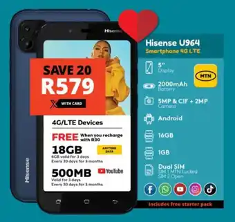 Checkers Hisense U964 Smartphone 4G LTE offer