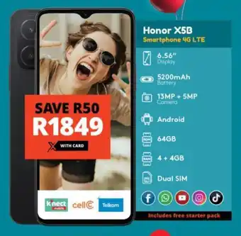 Checkers Honor X5B Smartphone 4G LTE offer