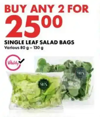 Woolworths Single leaf salad bags offer