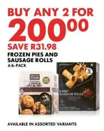 Woolworths Frozen pies and sausage rolls offer