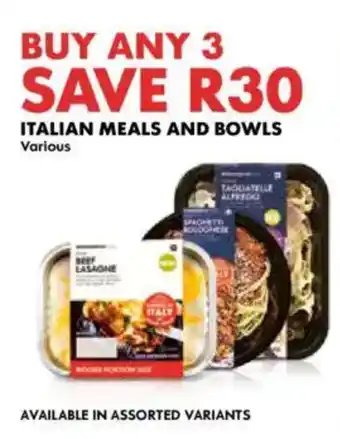 Woolworths Italian meals and bowls offer