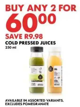 Woolworths Cold pressed juices offer