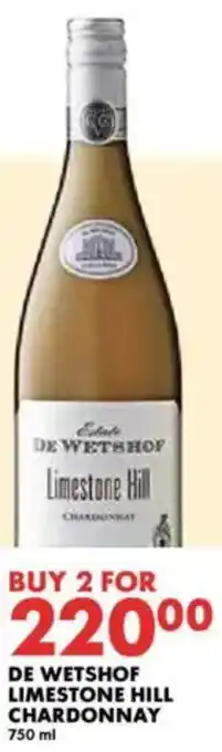 Woolworths De wetshof limestone hill chardonnay offer