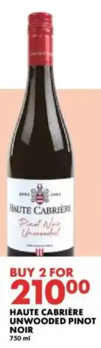 Woolworths Haute cabrière unwooded pinot noir offer