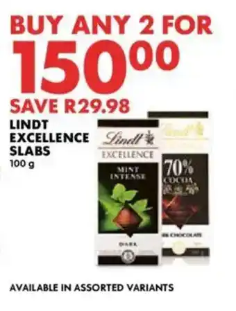 Woolworths Lindt excellence slabs offer