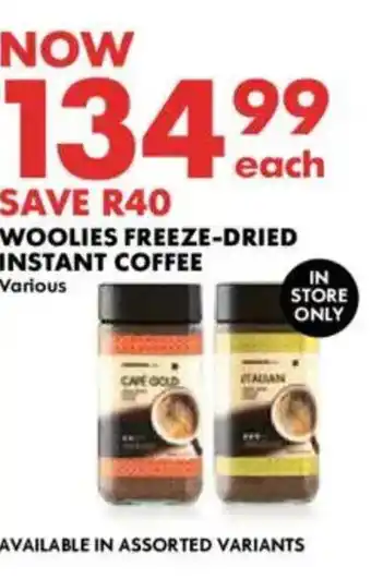 Woolworths Woolies freeze-dried instant coffee offer