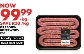 Woolworths Grabouw boerewors offer