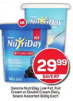 Pick n Pay Danone NutriDay Low Fat, Full Cream or Double Cream Dairy Snack Assorted offer