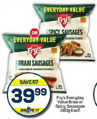 Pick n Pay Fry's Everyday Value Braai or Spicy Sausages offer