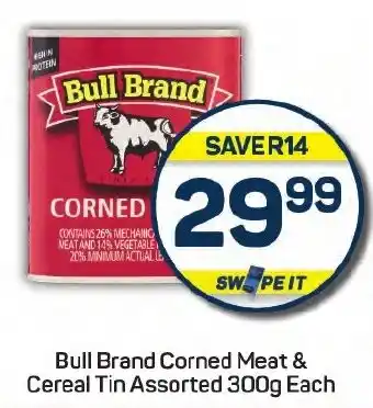 Pick n Pay Bull Brand Corned Meat & Cereal Tin Assorted offer