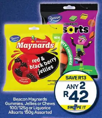 Pick n Pay Beacon Maynards Gummies, Jellies or Chews or Liquorice Allsorts Assorted offer