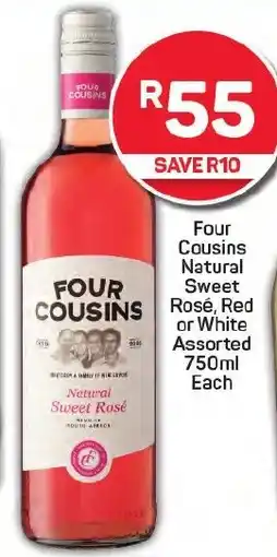 Pick n Pay Four Cousins Natural Sweet Rosé, Red or White Assorted offer