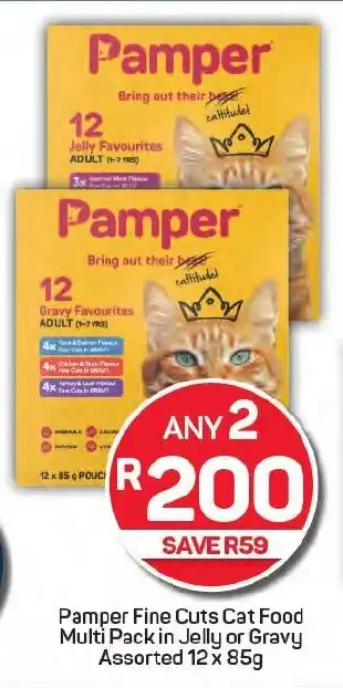 Pick n Pay Pamper Fine Cuts Cat Food Multi Pack in Jelly or Gravy Assorted offer