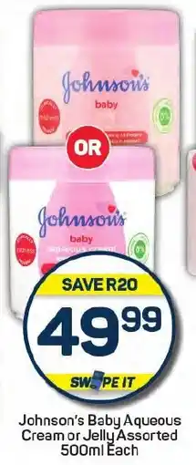 Pick n Pay Johnson's Baby Aqueous Cream or Jelly Assorted offer