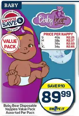 Pick n Pay Baby Bear Disposable Nappies Value Pack Assorted Per Pack offer