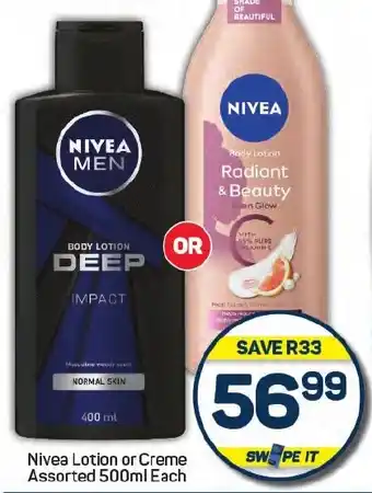 Pick n Pay Nivea Lotion or Creme Assorted offer