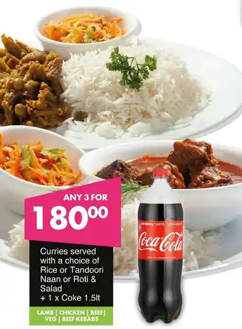 Save Hyper Curries served with a choice of Rice or Tandoori Naan or Roti & Salad + Coke offer