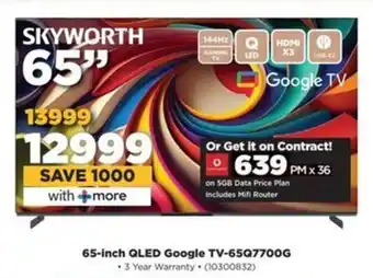 HiFi Corp SKYWORTH 65-inch QLED Google TV-65Q7700G offer