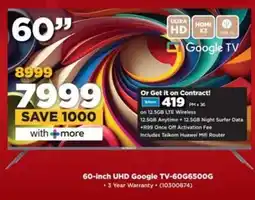 HiFi Corp SKYWORTH 60-inch UHD Google TV-60G6500G offer