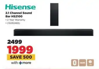 HiFi Corp Hisense 2.1 Channel Sound Bar HS2100 offer