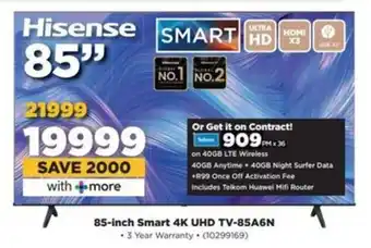 HiFi Corp Hisense 85-inch Smart 4K UHD TV-85A6N offer