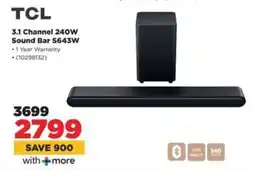 HiFi Corp TCL 3.1 Channel 240W Sound Bar S643W offer