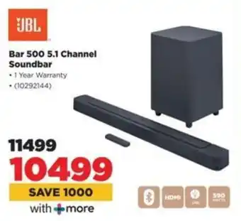 HiFi Corp JBL Bar 500 5.1 Channel Soundbar offer