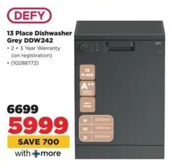 HiFi Corp DEFY 13 Place Dishwasher Grey DDW242 offer