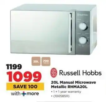 HiFi Corp Russell Hobbs Manual Microwave Metallic RHMA20L offer