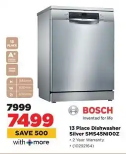 HiFi Corp BOSCH 13 Place Dishwasher Silver SMS45NIOOZ offer