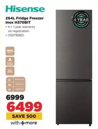 HiFi Corp Hisense Fridge Freezer Inox H370BIT offer