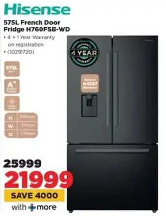 HiFi Corp Hisense French Door Fridge H760FSB-WD offer